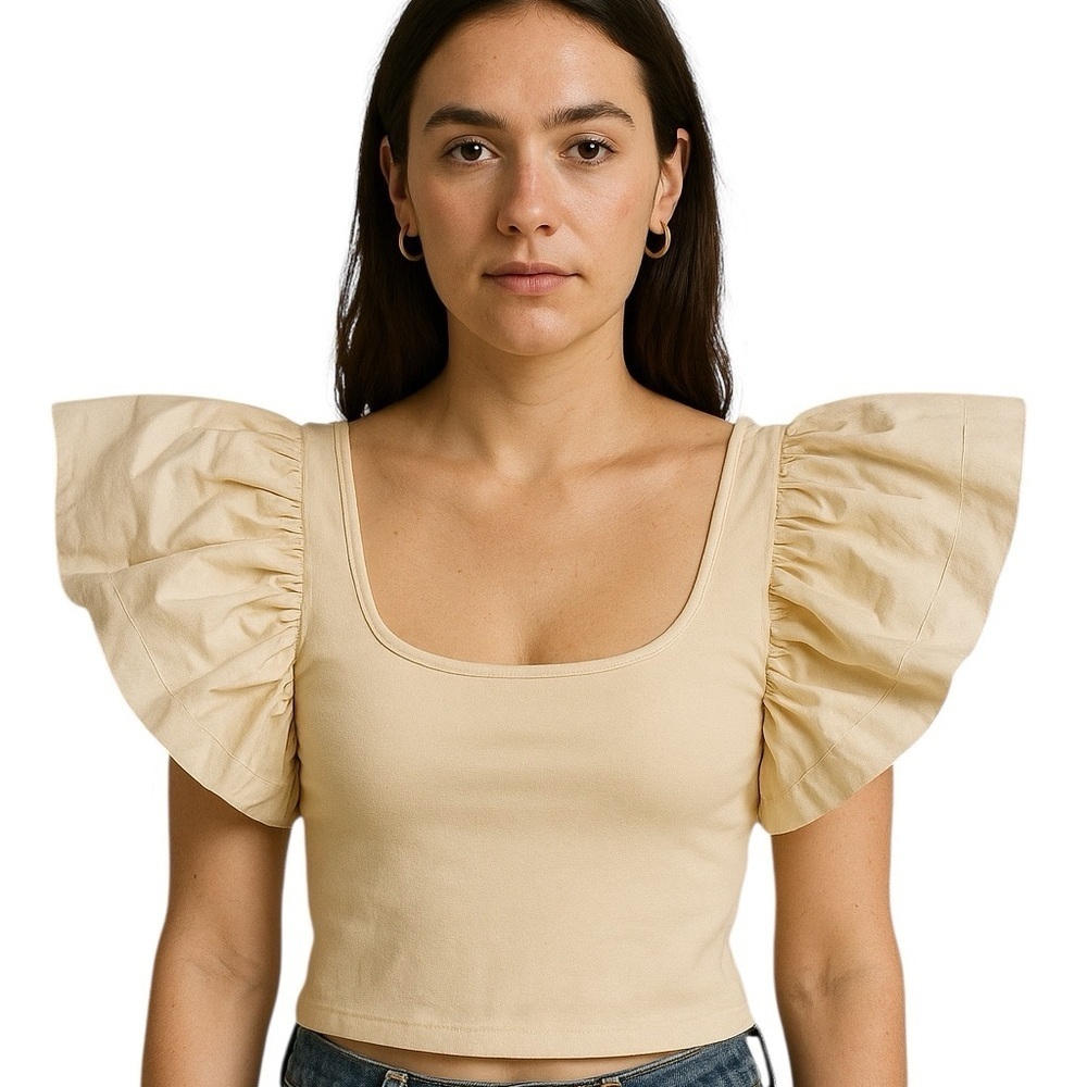 Miou Muse ruffled sleeved top size medium